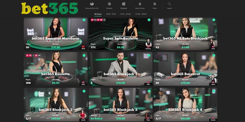 Danh sách game nổi bật tại Live Casino BET365